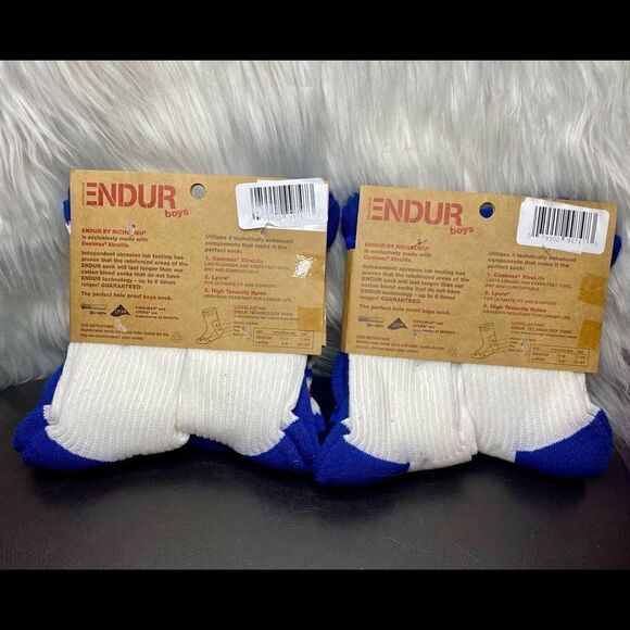 Boys Multi Color (Blue & White) Endur 4 pack Socks size medium (11-4) Age 7-10 - Picture 5 of 5